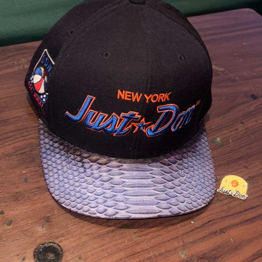 Just Don Black Cap with Purple Snakeskin Brim